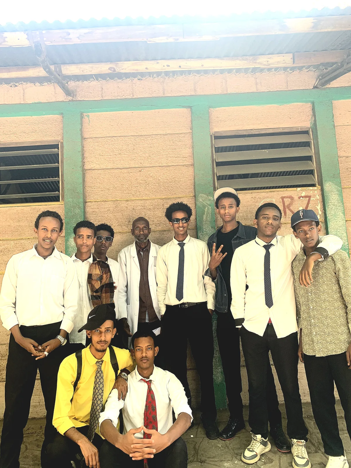 Students standing together for a group photograph